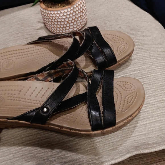 Women's Black Sandals Wedge Size W9 - Picture 4 of 4